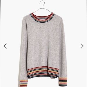 Rainbow-Trim Cashmere Sweatshirt